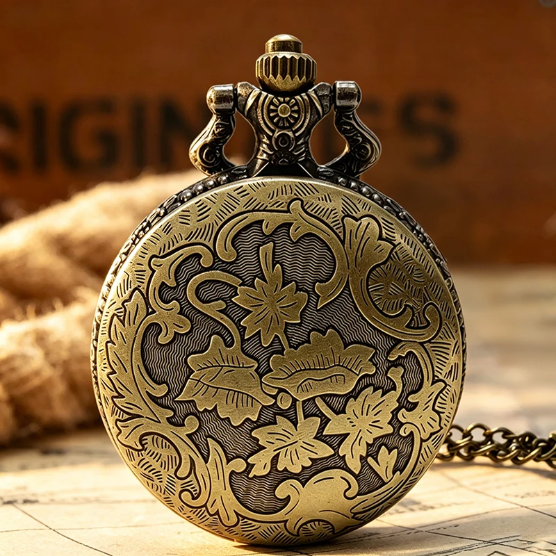 Retro Oldtimer Car Pattern Pocket Watch Steampunk Analog Quartz Watch with Necklace Chain Vintage Collectible Pendant Clock