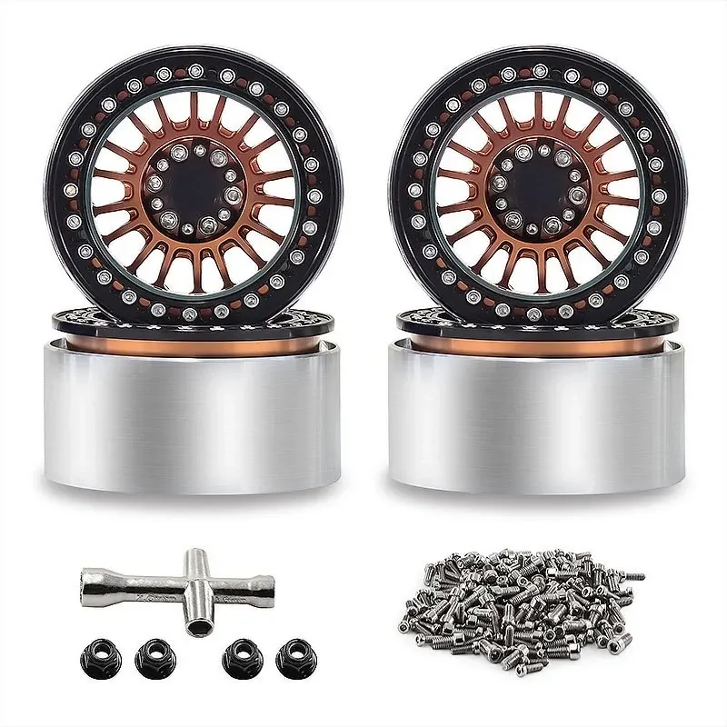 Buje de rueda de coche de escalada de 2,2 pulgadas para CROSS YK TRX4 SCX10 Hyper GO MJX H8H RC, actualización de Metal, piezas de accesorios OP