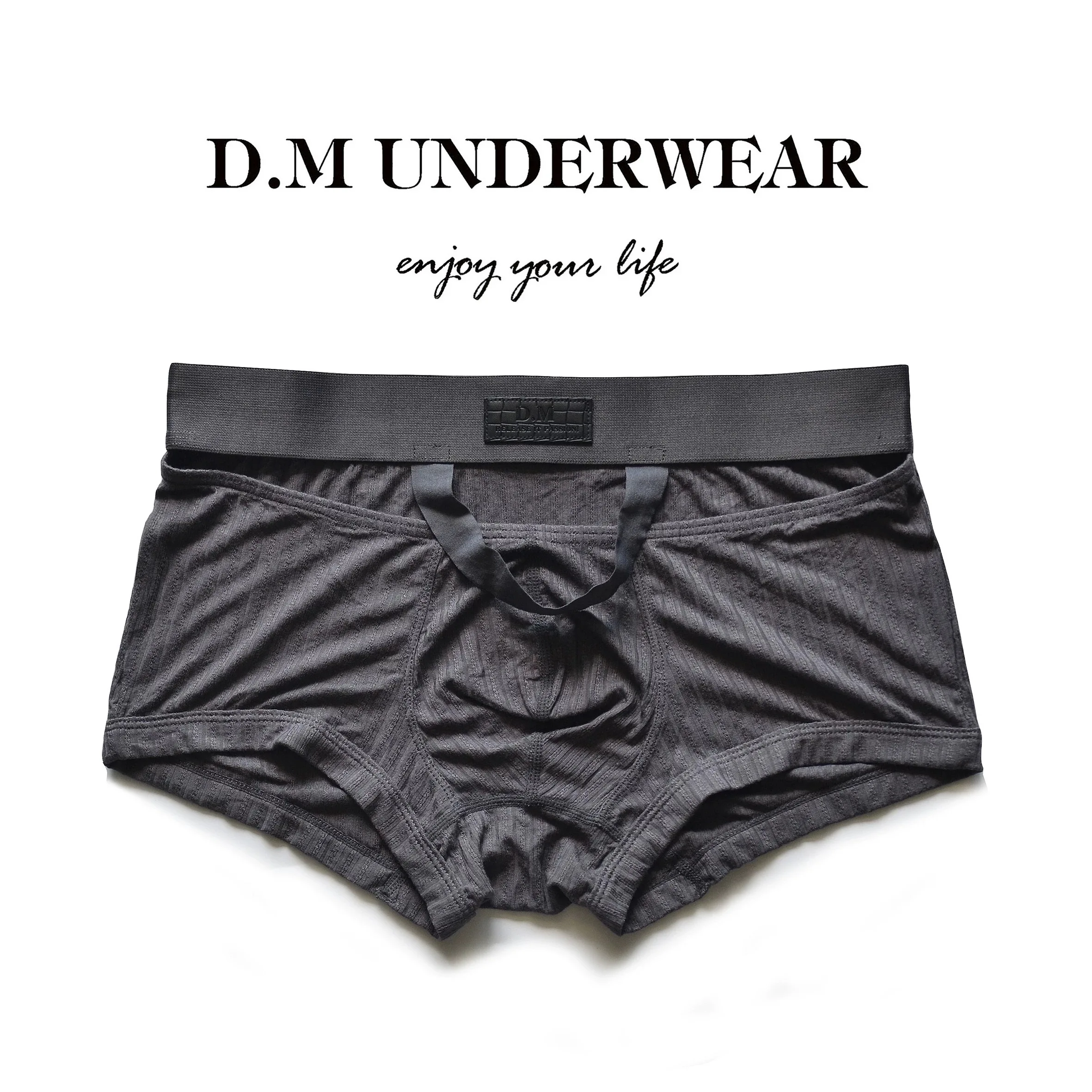 

D. M Men's Underwear Low Waist Cool Solid Letter Flat Corner Pants Home Pants Breathable