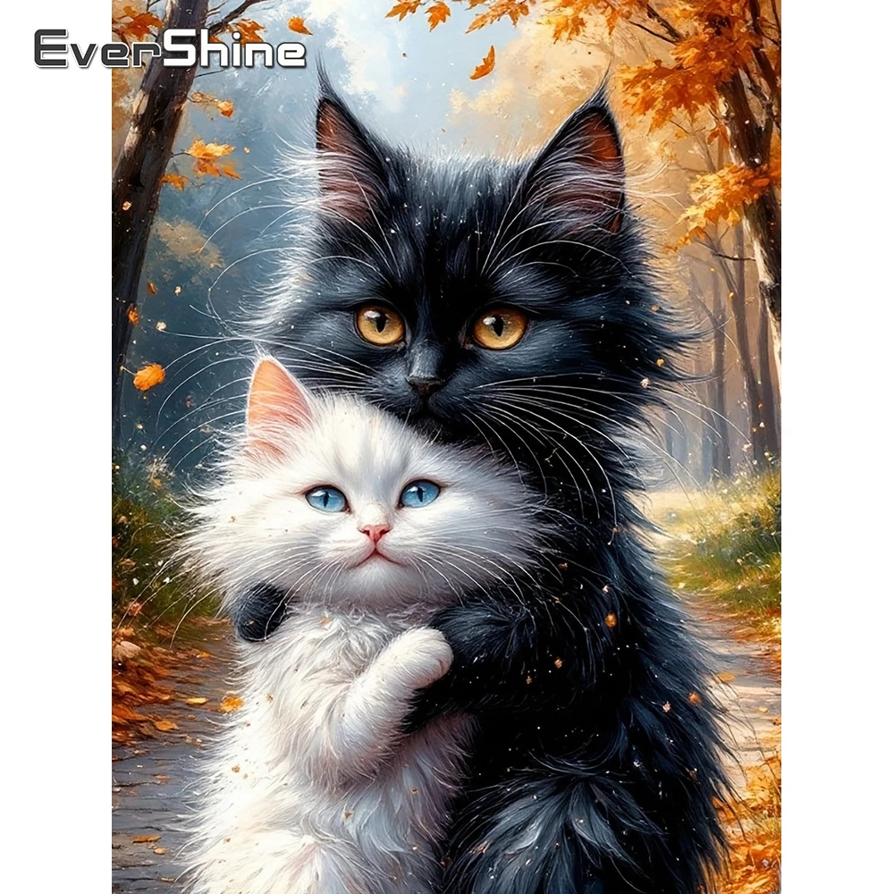 Evershine Vollquadratisches Diamant-Gemälde Tierbild Strass-Mosaik Katze DIY Diamant-Stickerei Heimdekoration