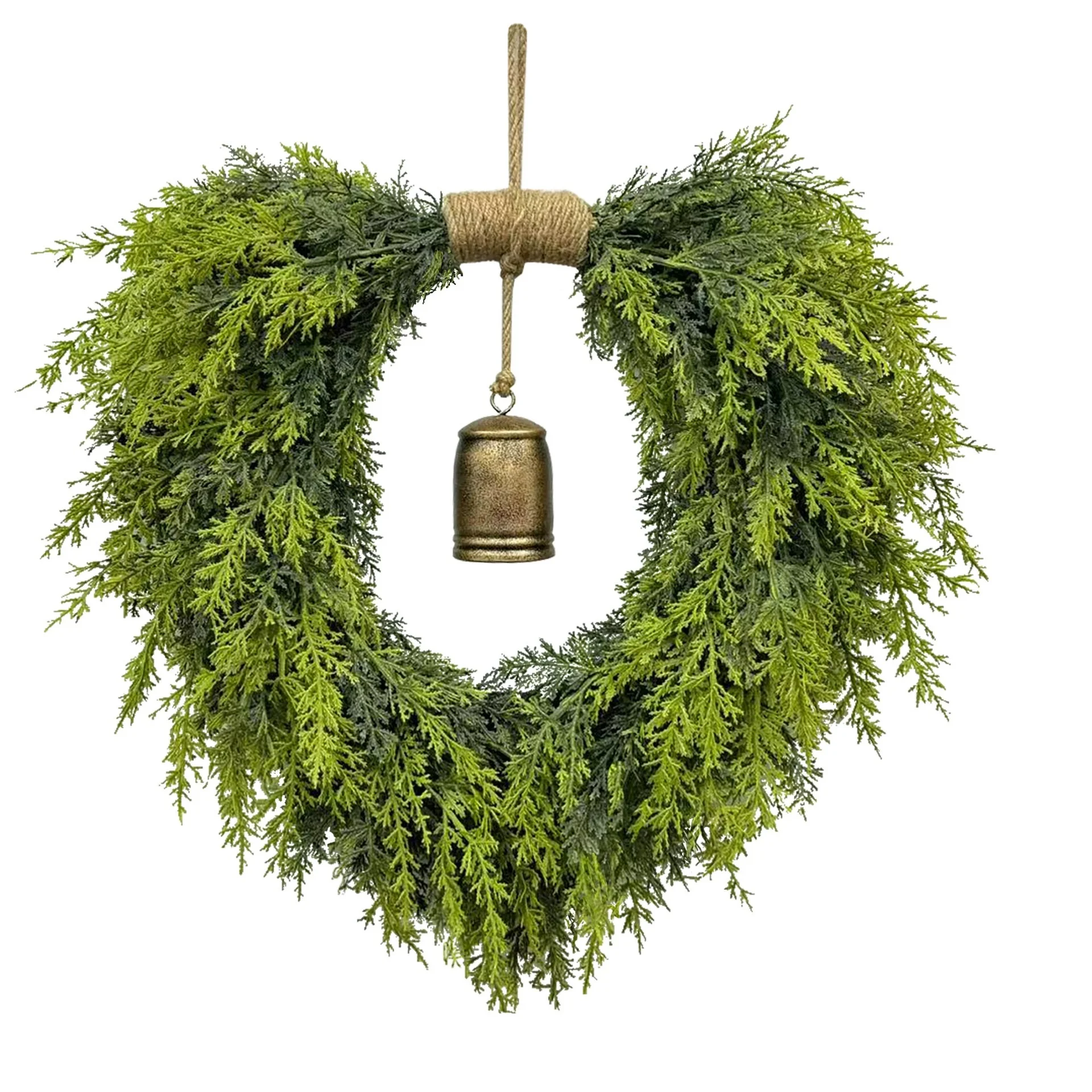 

Christmas heart bell wreath cedar home decoration fireplace front door hanging 50cm diameter one wreath natural material