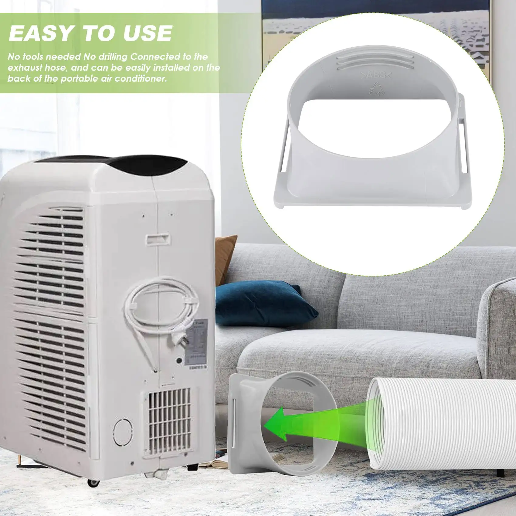 مقرنة خرطوم عادم مكيف الهواء المحمولة ، محول النافذة ، موصل أنبوب وحدة A/C ، الأجزاء والملحقات ، مربعة إلى دائرية