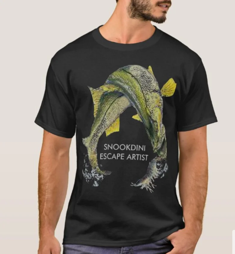 

Snook Attacking A Shrimp. Snookdini Escape Artist T-Shirt. Summer Cotton Short Sleeve O-Neck Mens T Shirt New S-3XL