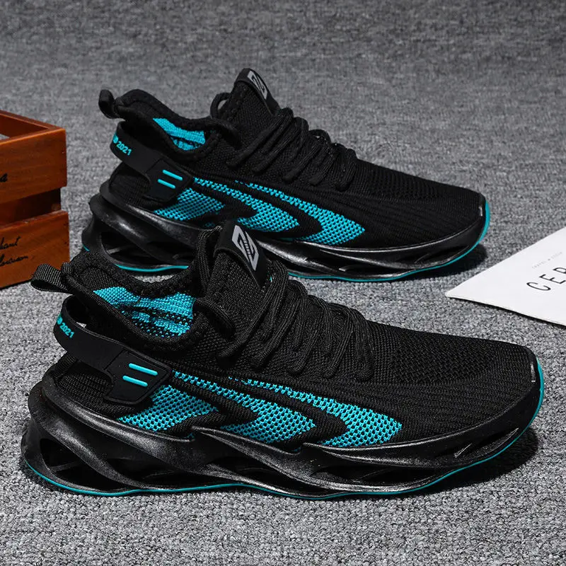 Men's Sports and Leisure Dad's Shoes New Knitted Mesh Breathable Shock Absorbing Running Shoes Sports Running Shoes