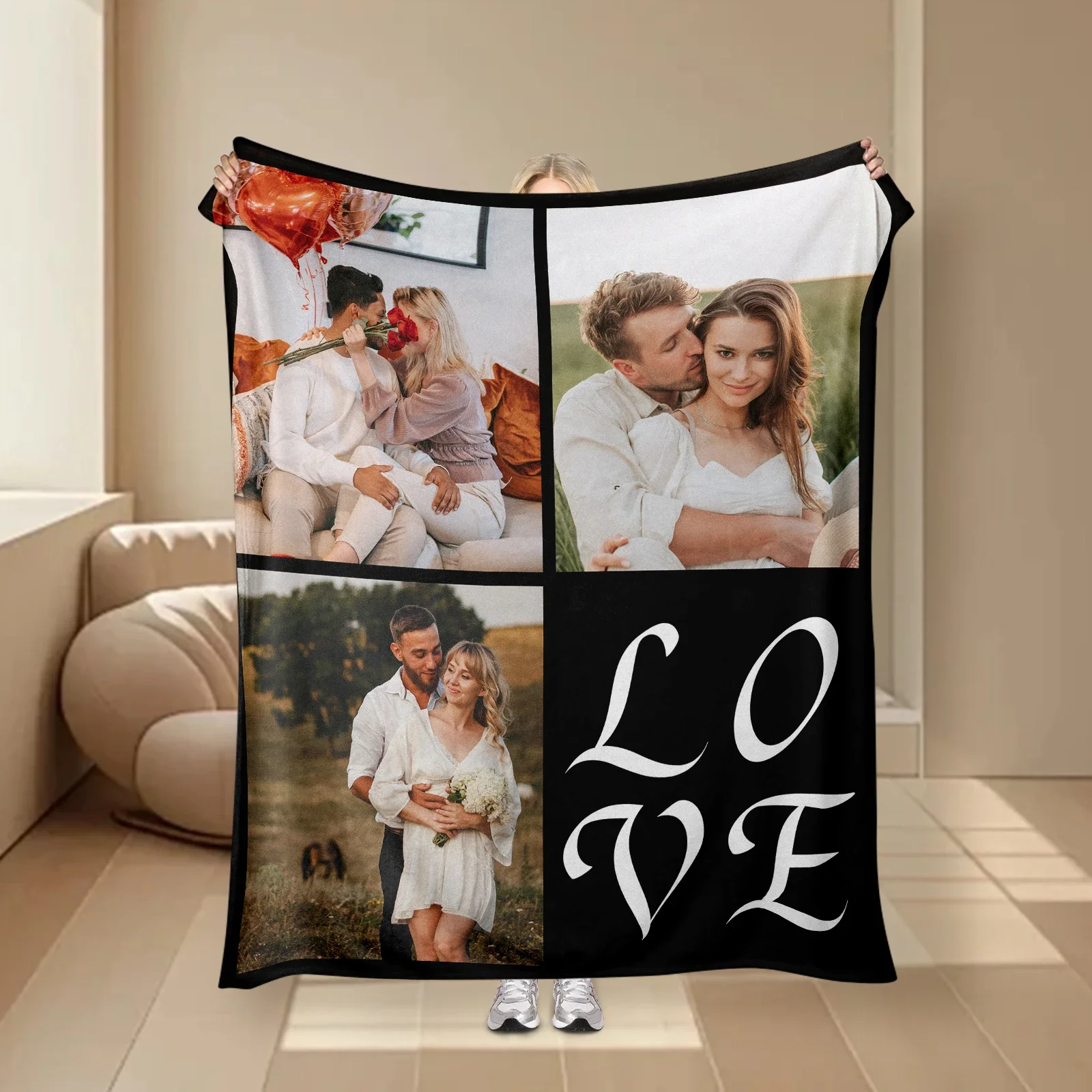 Testimony of love Custom Blanket with Pictures with Text Or Your Name Valentines Day Gifts Bedroom Bedspread Home Decor