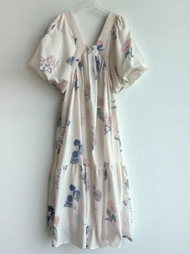 

Summer New Vintage Loose Floral Print Dr Women's Holiday Sle Long Skirt Casual Comfortable Breathable Faionable