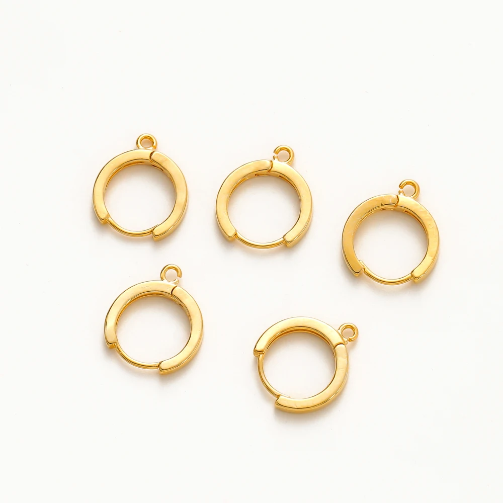 

2/4/6PCS 13MM 14K 18K Gold Color Brass Round Earrings Hoop Earring Clip High Quality DIY Jewelry Making Findings