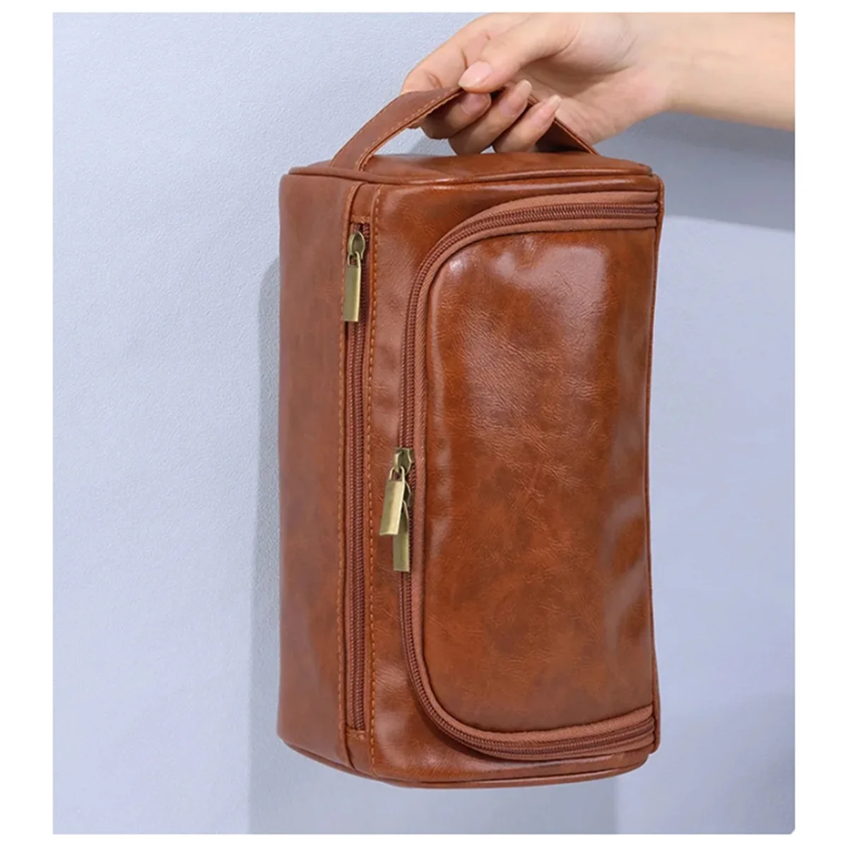 حقيبة أدوات الزينة الفاخرة للجنسين، حقائب مكياج لمستحضرات التجميل الضرورية للسفر، حقائب تنظيم تخزين معلقة باللون الأسود #6