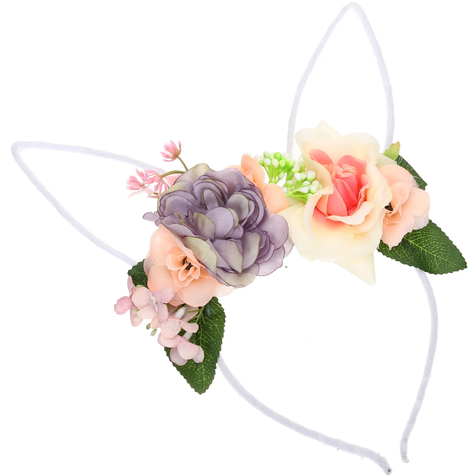 

Bunny Ear Flower Headband Women Premium Fabric Lightweight Easter Christmas Birthday Carnival Party Floral Hair Accessory