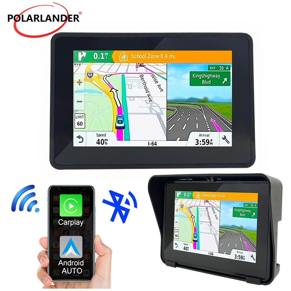 

Motorcycle Navigator Motorbike GPS Display Full Body Waterproof 5 Inch Mounting Bracket Carplay Android Auto