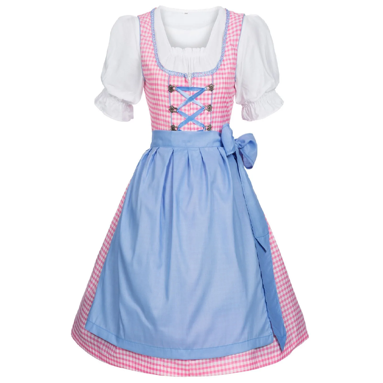 Vestito Dirndl tedesco da donna Oktoberfest Dirndl Lace Up Festival Dress Oktoberfest Costume Cosplay Halloween etnico Retro Dress