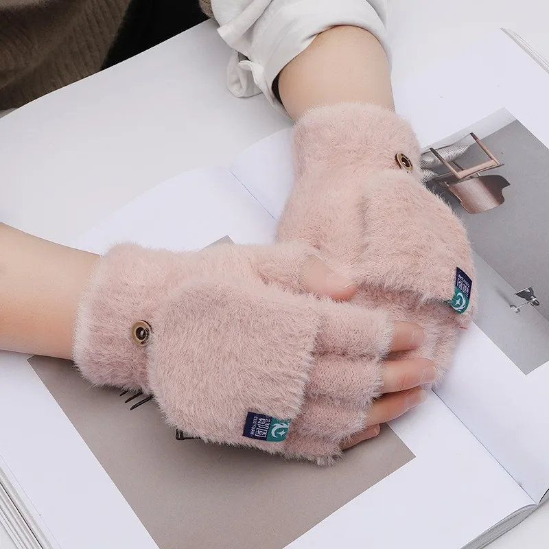 Guantes de felpa que te mantienen el calor en invierno, suaves y cálidos con guantes de dedos gruesos, modernos y versátiles