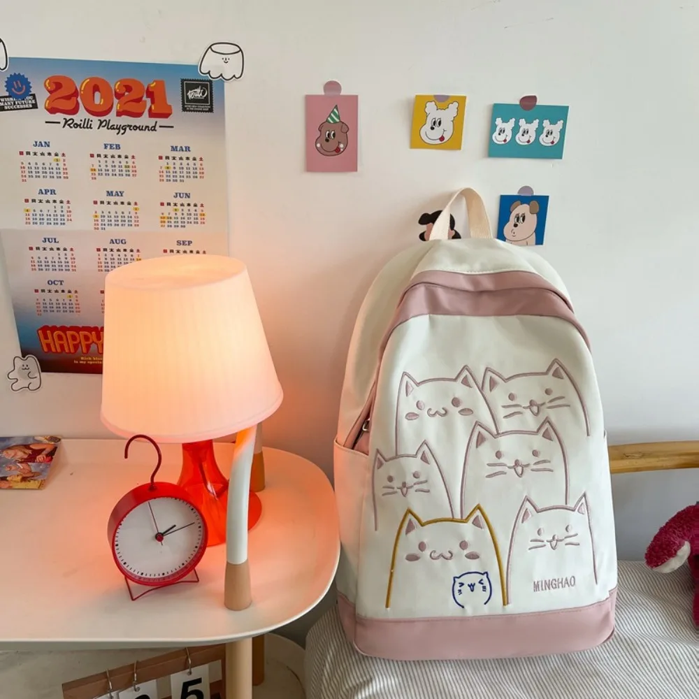 

New High Capacity Women's Backpack Cat Pattern Waterproof College Backpack Nylon Wear Resistant School Bags Students