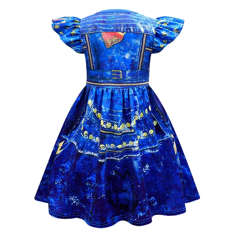 Disfraces de Audrey azul para niña, disfraces de carnaval, fiesta para niños, Evie Descendants Mal, vestido de Cosplay para fiesta de Halloween,