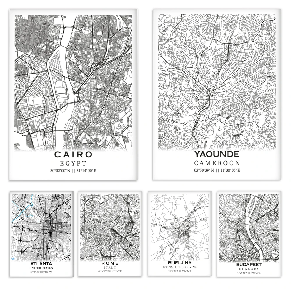 Yaounde, Stolac, Atlanta EE.UU., Doboj, Praga, Budapest, Roma Italia, Croacia, Bijeljina, Paraguay, Cairo, Chile, Algiers mapa poste