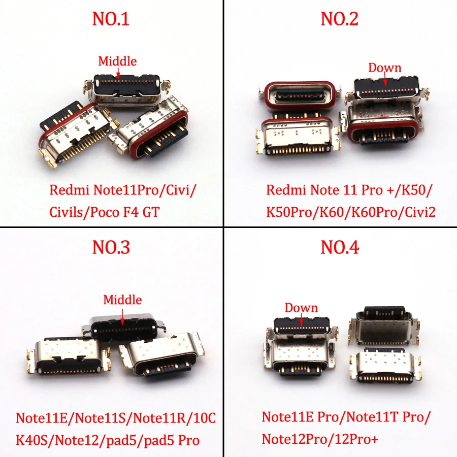 Connettore per caricabatterie USB da 10 pezzi per Xiaomi Mi Civi 2 1S/F4 GT Redmi Note 12 11 Pro/K50/K60/K60Pro/Note 11S 11E 11R 11T porta di