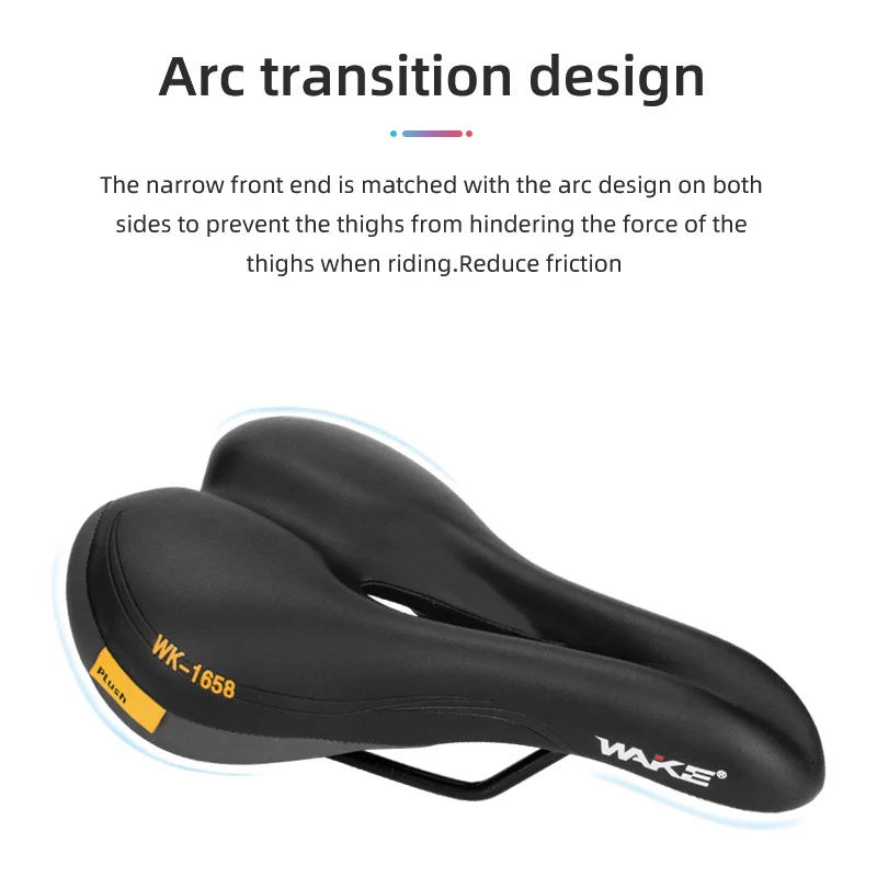 Wake Bicycle Saddle Hollow Breathable PU Leather Black for MTB Bike Seat Accessories Comfort Type for Men