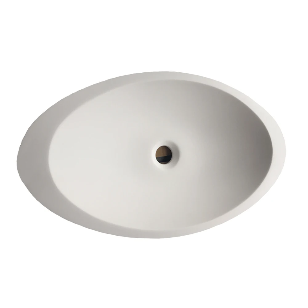 

Bathroom Counter Top Vessel Sink Solid Sureface Stone Matt White Vanity Wash Basin 3857A
