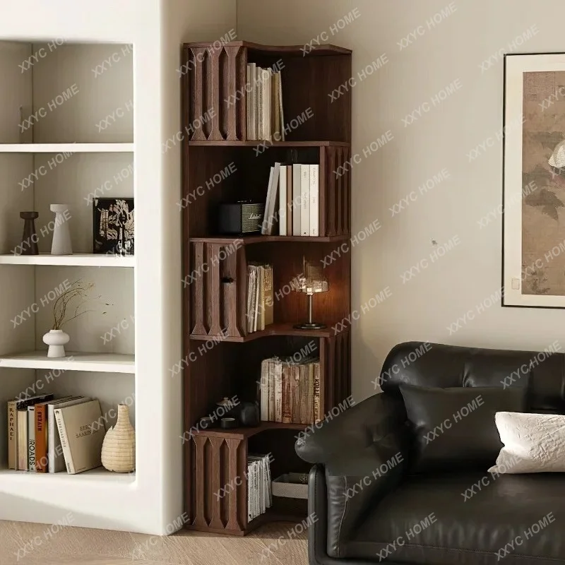 XXMedieval style corner bookcase, living room locker, corner multi-layer storage cabinet
