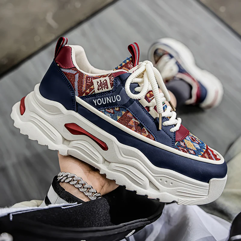 

Fashion Chunky Sneakers for Men Comfortable 2025 New Man Casual Shoe Outdoor Anti Skid Male Vulcanize Shoes Tennis Thick Sole 44
