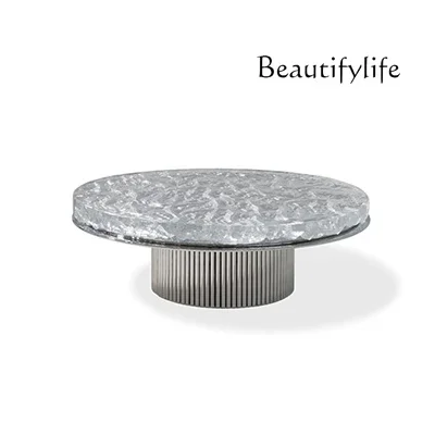 Yj Nordic Modern Designer Creative Geometric Art Water Ripple Glass Coffee Table Living Room Home