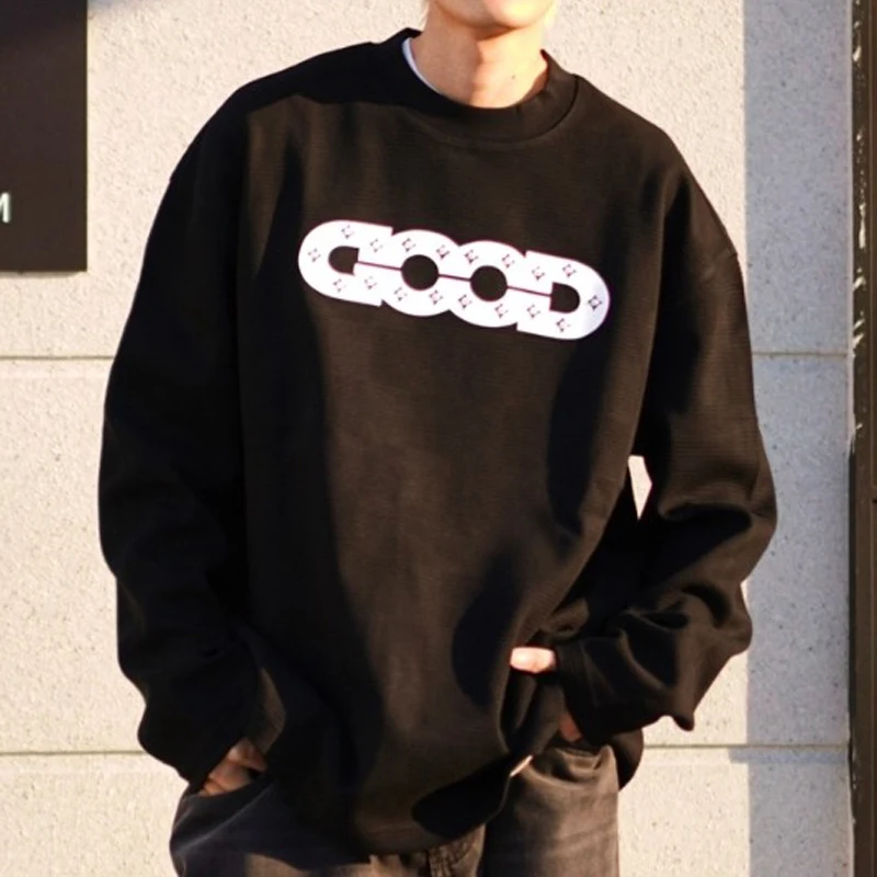 

Hollowed-out Colorful Hot Drill Letter Goodbrand Long-sleeved T-shirt High Street All-match Retro Round Neck Sweatshirt Pullover
