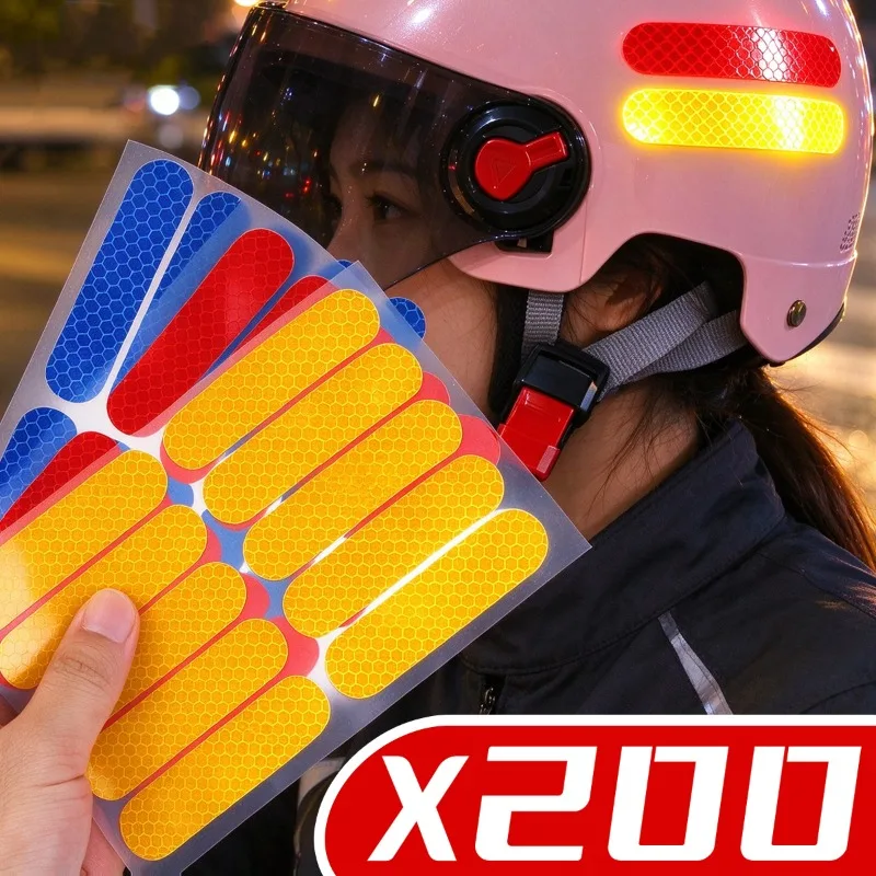 Motorcycle Helmet Reflective Stickers Night Safety Warning Strip High Visibility Waterproof PET Decal for Electric Scooter Bike