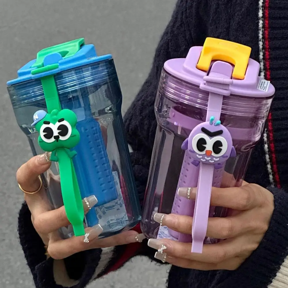 

Drinking Bottle Excellent Handle Design Visible Cute Style Portable Water Bottle Travel Accessories