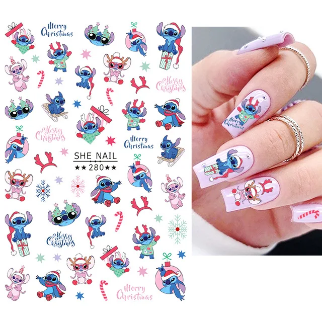 2024 Disney Mickey Stitch Cartoon 3D nagelstickers Disney Nail Art Supplies Minnie Donald Duck Nail Art kerststickers