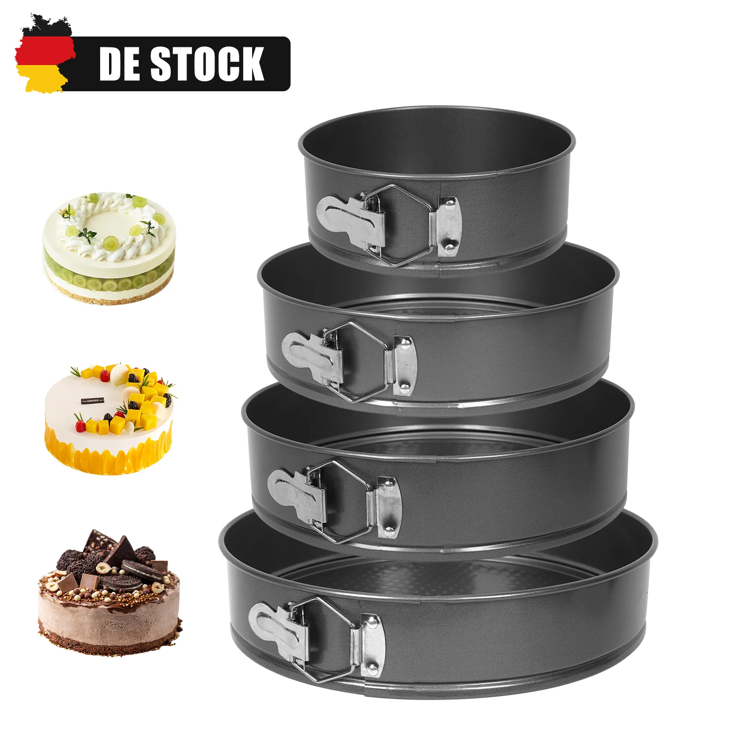 4Pcs/Set Cake Pan For Baking Removable Bottom Non-Stick Springform Cheesecake Pan Leakproof Round Cake Mold Cake Pan Set