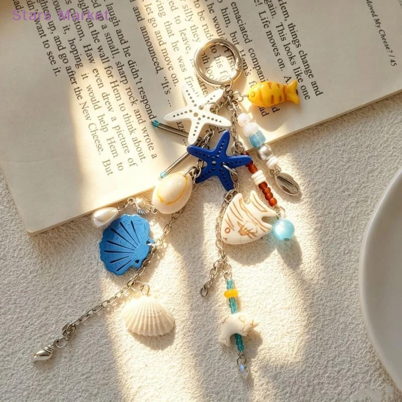 1Pcs Beach Style Key Ring Summer Scallop Shell Starfish Pendant Unique Fashion Decor for Women Purse Luggage Key Accessories