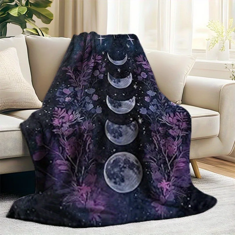 [Gothic Throw Blanket] Dark Moon Phases Blanket - Celestial Witch Gothic Throw - Adult Gift for Women - flannel blanket