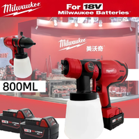 Milwaukee 800ML electric Paint Spray Gun Tank & 600W 39000 RPM Brushless Motor Auto Furniture Wall Car Sprayer