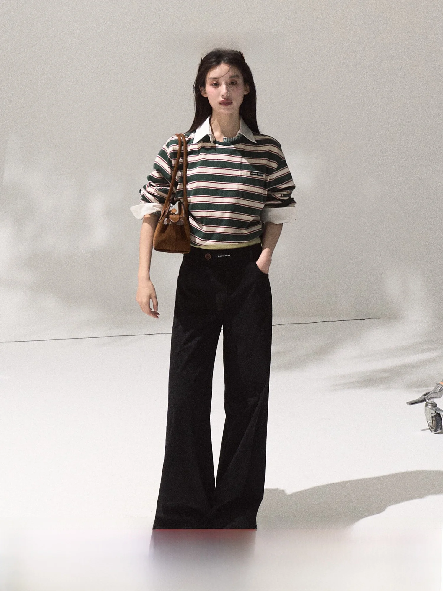 

OAKMOO Corduroy Wide Leg Pants Loose Casual Sle Fake Two-Piece Drapey Loose Comfortable Slimming Long Trousers for Women