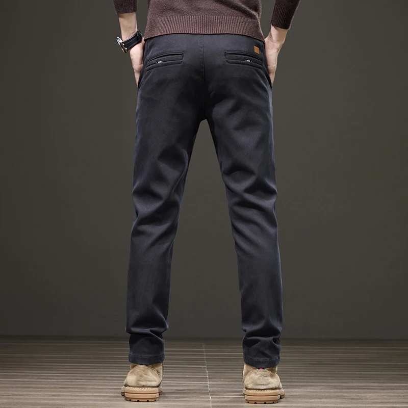 Lyocell-Pantalones rectos elásticos para hombre, ropa informal, cómoda y suave, con cintura elástica, a la moda, para oficina y negocios