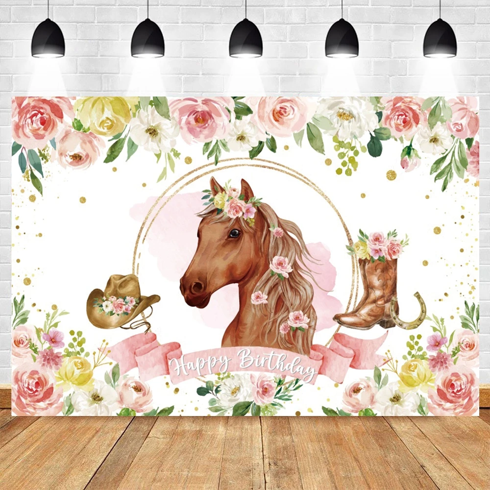 ฉากหลังถ่ายภาพม้าฟาร์มตะวันตกฉากหลังโบโฮแซดเดิลดอกคาวเกิร์ลวันเกิดของตกแต่งรูปภาพตามสั่ง