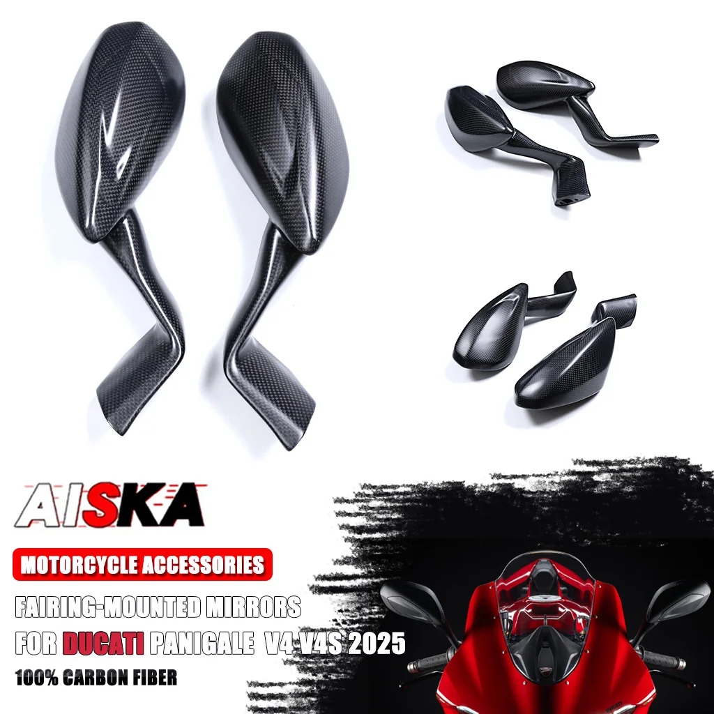 

Углеродное волокно, мотоциклетные зеркала с обтекателем, зеркальный чехол, зеркала заднего вида для DUCATI Panigale V4 V4S 2025+