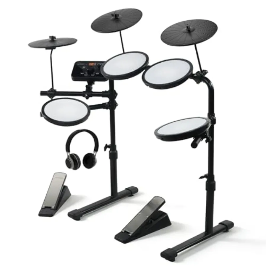 

MOSEN Electric Drum Set with 4 Quiet Drum Pads 2 Pedal Sticks Headphone Electronic Drum 195 Sounds 20 Drum Kits for Beginners M