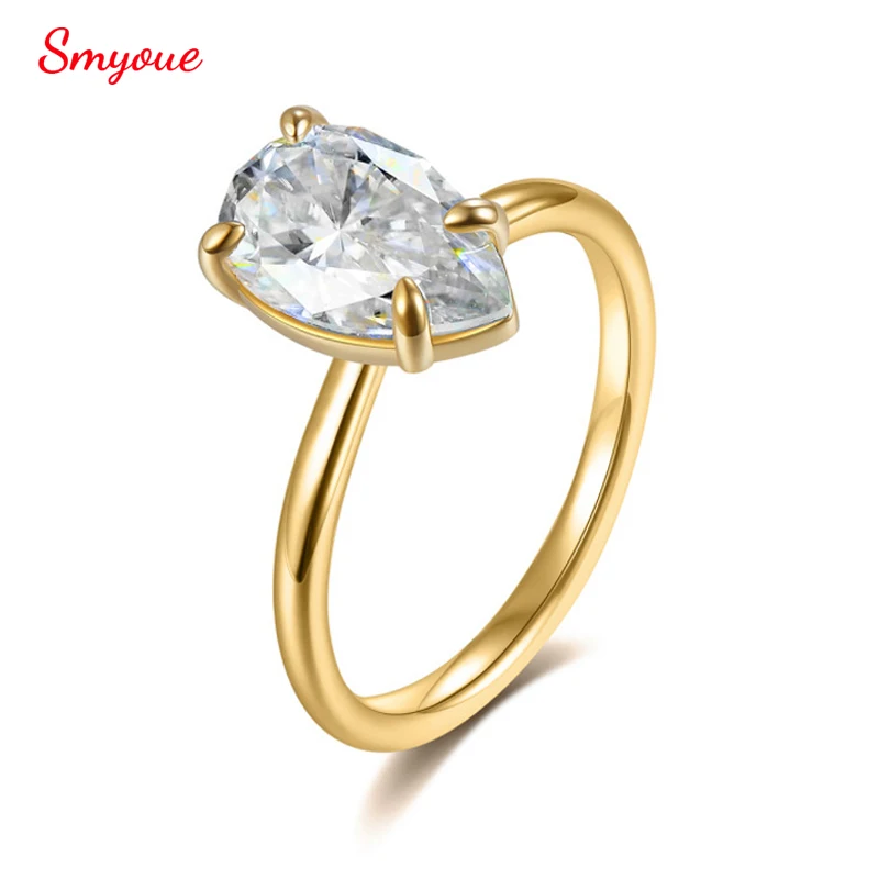 

Smyoue 7*11 мм циркон муассанит пасьянс женские обручальные кольца женские роскошные кольца 100% стерлингового серебра S925 с покрытием 18 К оптовая продажа