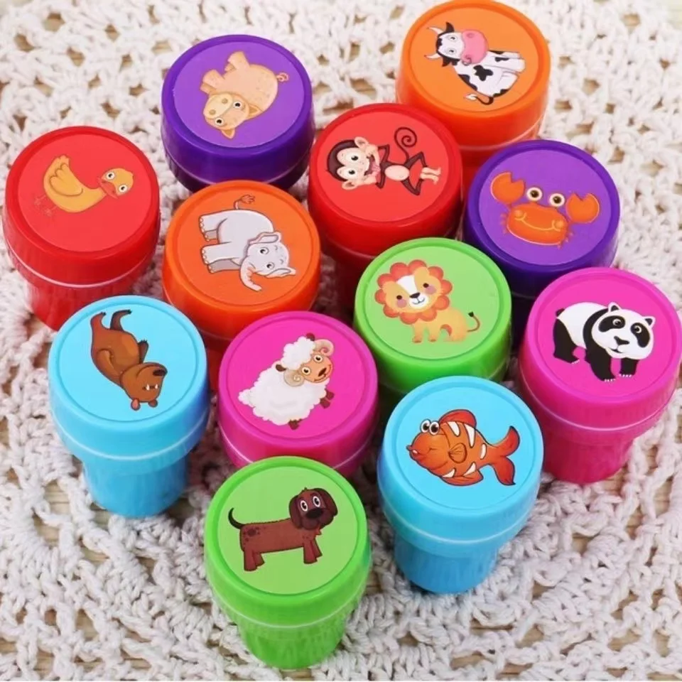 35Pcs Cute Mixed Animals Stamp Children Drawing Toy Stamps Kids Party Favors Event Supplies Birthday Party Toys Christmas Gift