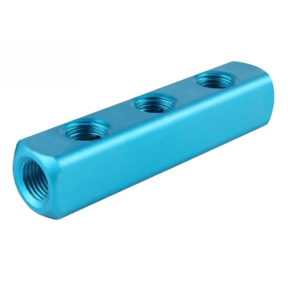Efficient Air Distribution Manifold 3 Way 4 Port in Aluminum with 1/4in NPT Connector for Compressor Outlet Multiplexing