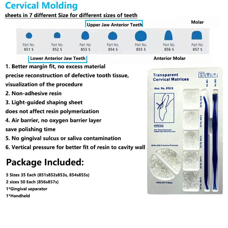 277Pcs/Set Dental Matrix Transparent Cervical Matrices Composite Gingival 850S Dentist Tools Dental Supplies