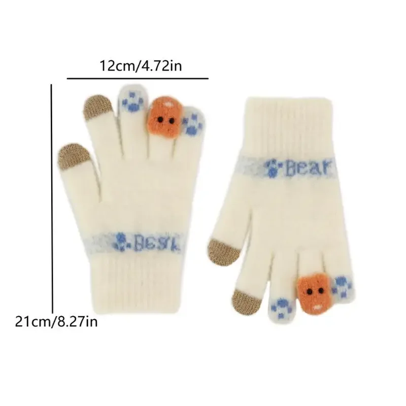 かわいいぬいぐるみ暖かい手袋フィンガータッチスクリーン 5 本指手袋女性のための秋と冬の屋外サイクリング用品