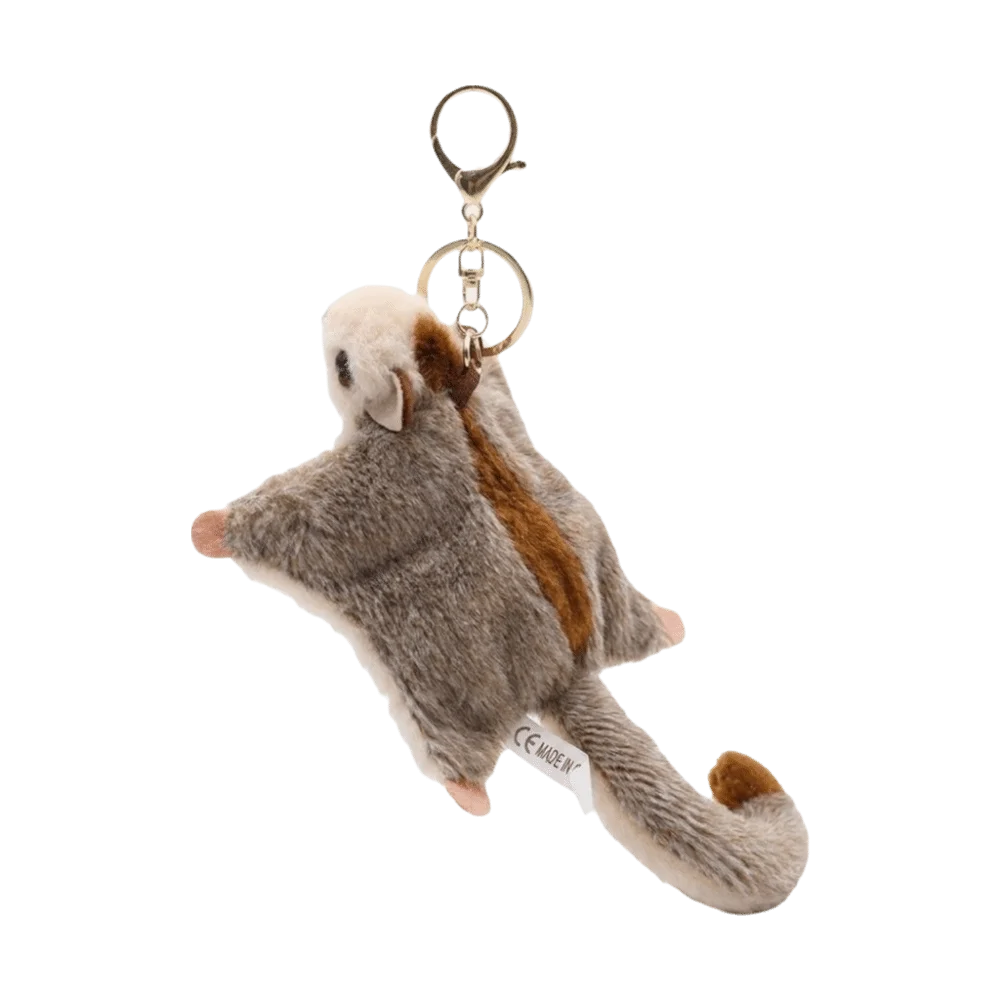 Soft Fluffy Plush Animal Keychain Magnetic Lovely Sugar Glider Keyring Hanging Mini Flying Squirrel Pendant Backpack Decoration