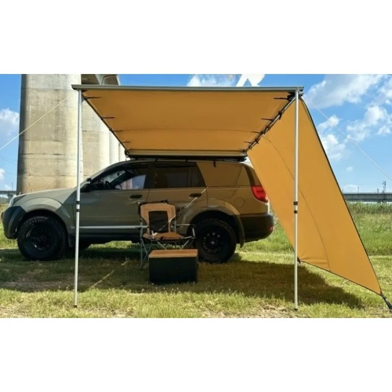 Windproof UV Protection Outdoor Car Shelter Full Black PU Coated Awning Sunshade