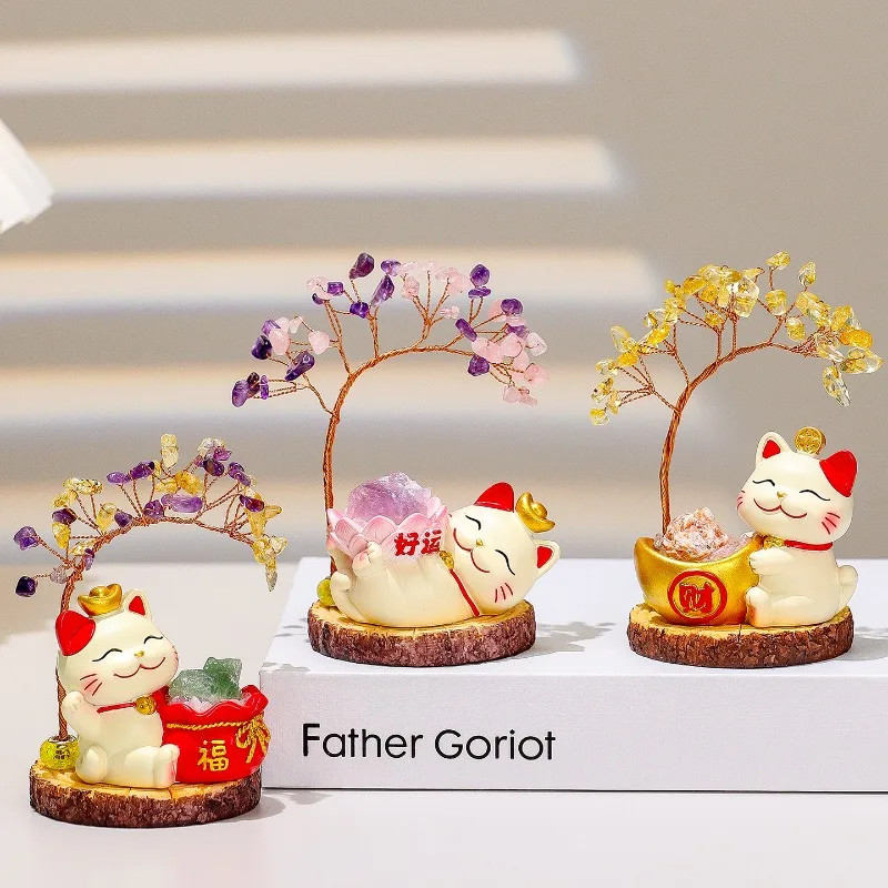 

Фигурки кошек удачи, подарок на новоселье, фигурки с дизайном в виде денежного дерева, декоративные поделки, маленький декоративный аксессуар YS40CC