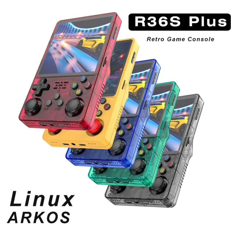 

TOP Sale 4"IPS Big Screen R36S Plus Retro Handheld Game Console Linux 64-bit System RK3326 Portable Pocket ARKOS 2.0 For N64 PS1