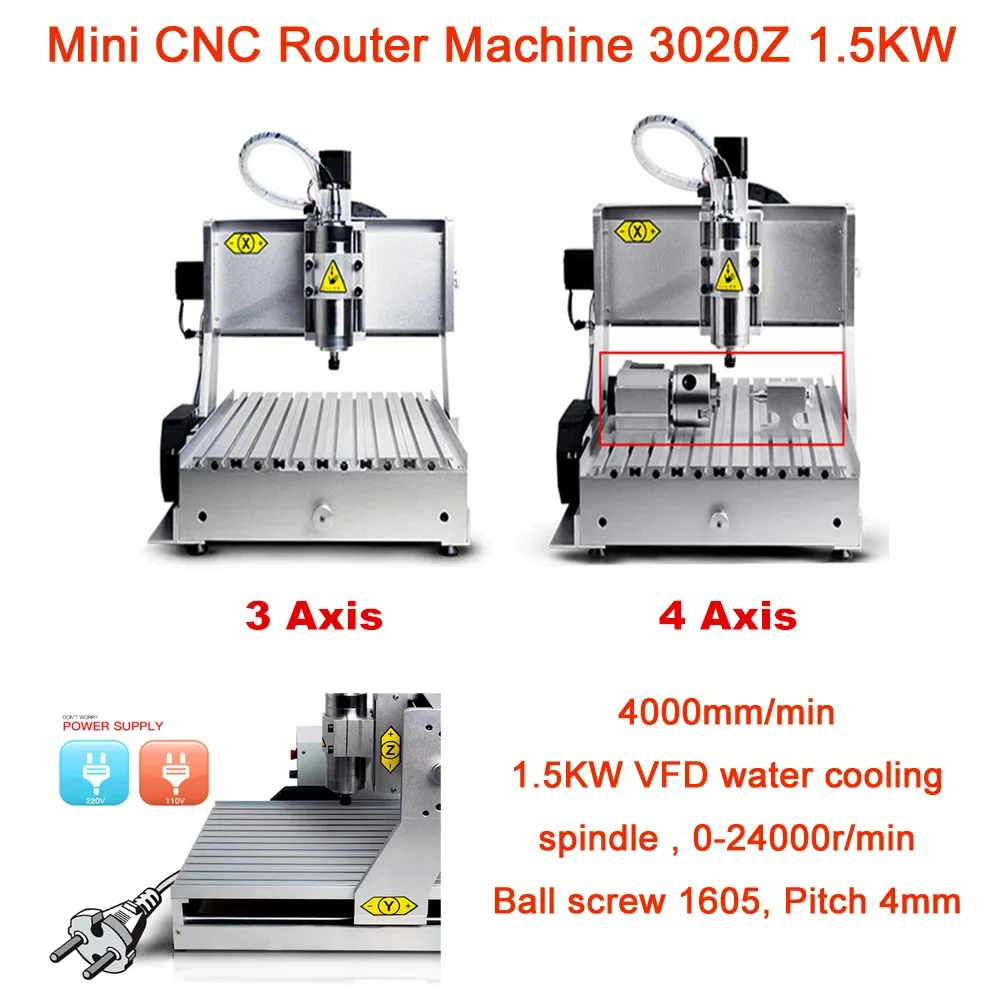 

LY CNC Engraving Drilling and Milling Machine 3020Z CNC Router Wood Metal Working 3axis 4axis High Quality 1500W VFD Spindle