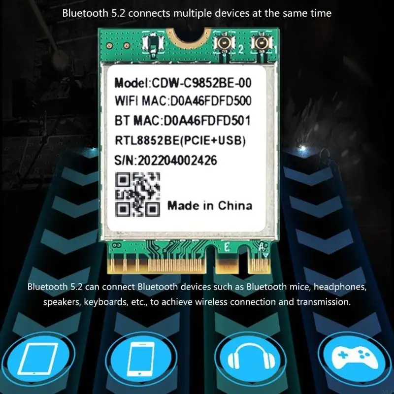 N84B RTL8852BE Двойная полоса WiFi 6 Card 802.11ac Axe Wireless NGFF M.2 Карта для 10