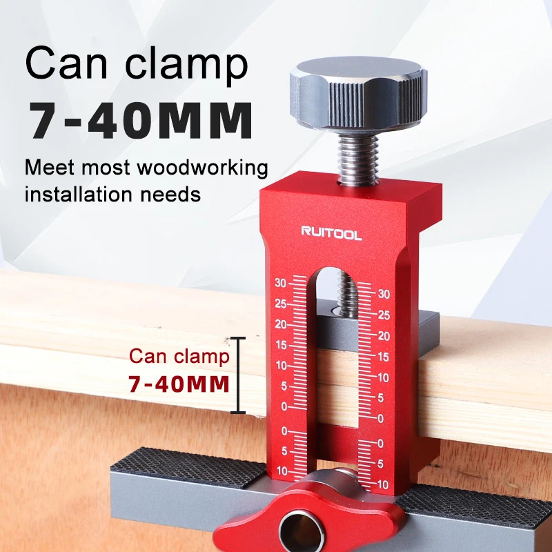 Cabinet Door Panel Fixed Clamp Rebounder Install Drilling Locator Woodworking 2-in-1 Aluminum Quick Positioning Mount Locator